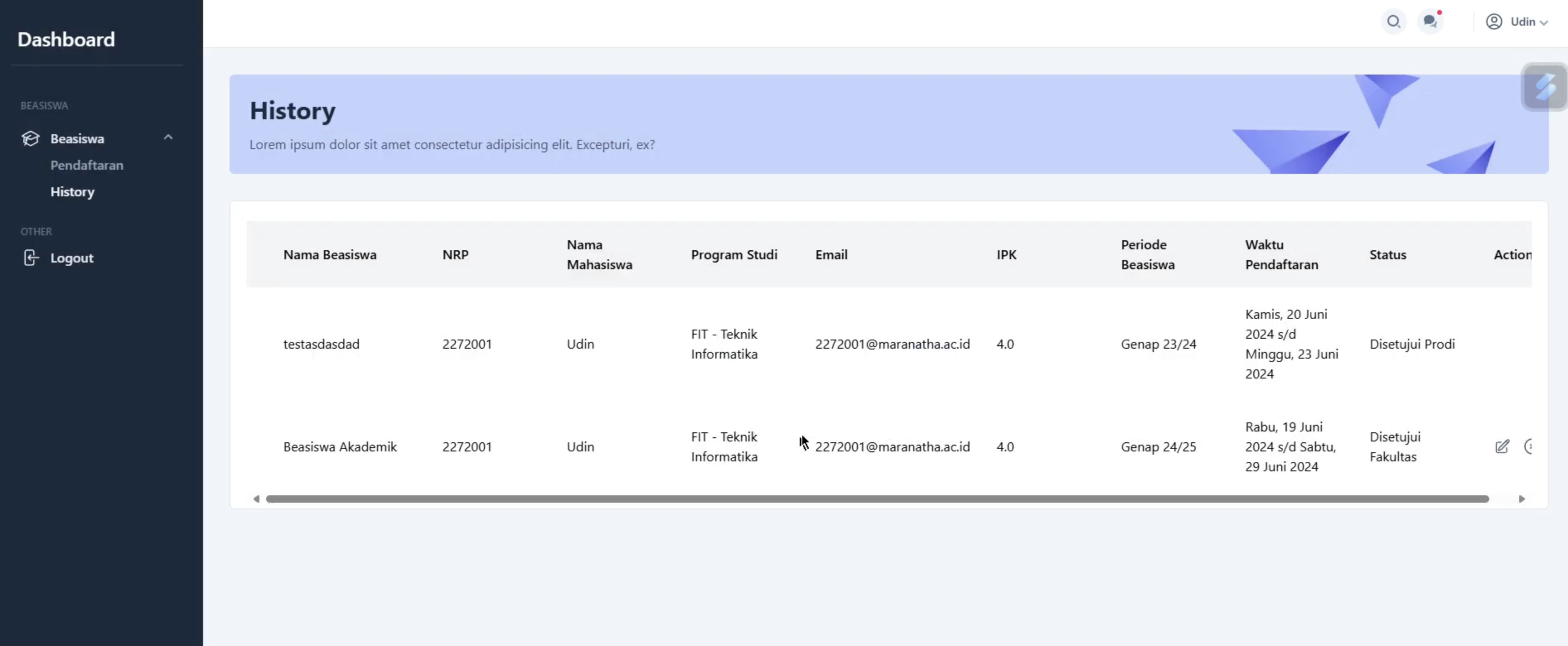Pengajuan Beasiswa screenshot